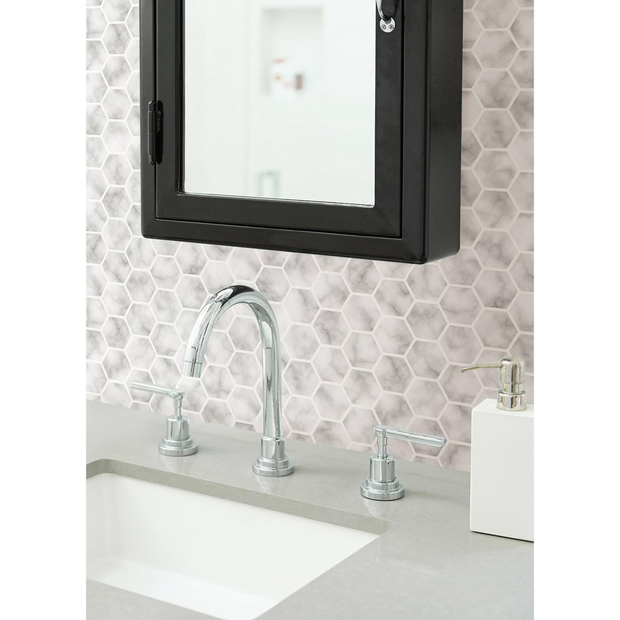InHome Hexagon Marble Peel & Stick Backsplash Tiles